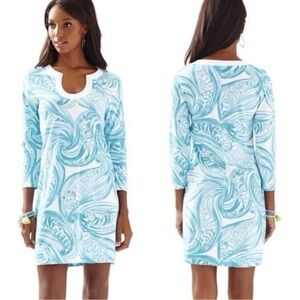 Lilly Pulitzer Marlina Shirt Dress Sea‎ Ruffles Preppy Resort Wear Beach
